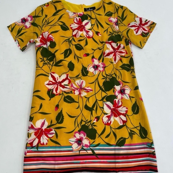Lulu's Yellow Floral Print Multicolor Striped Mini Sundress Casual Dress - Picture 2 of 5